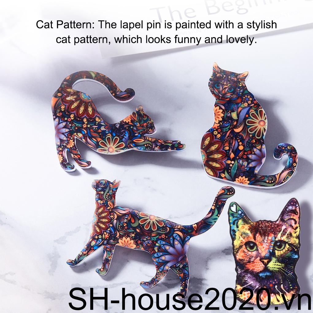 Ghim Cài Áo Bằng Acrylic In Họa Tiết Hoạt Hình Mèo Hoa Phong Cách Cổ Điển Thời Trang Cho Nam Và Nữ