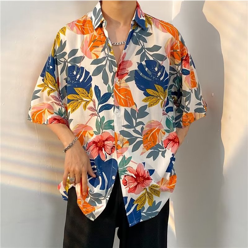 Áo Sơ Mi Tay Ngắn In Họa Tiết Phong Cách Hawaii Thời Trang Mùa Hè Cho Nam
