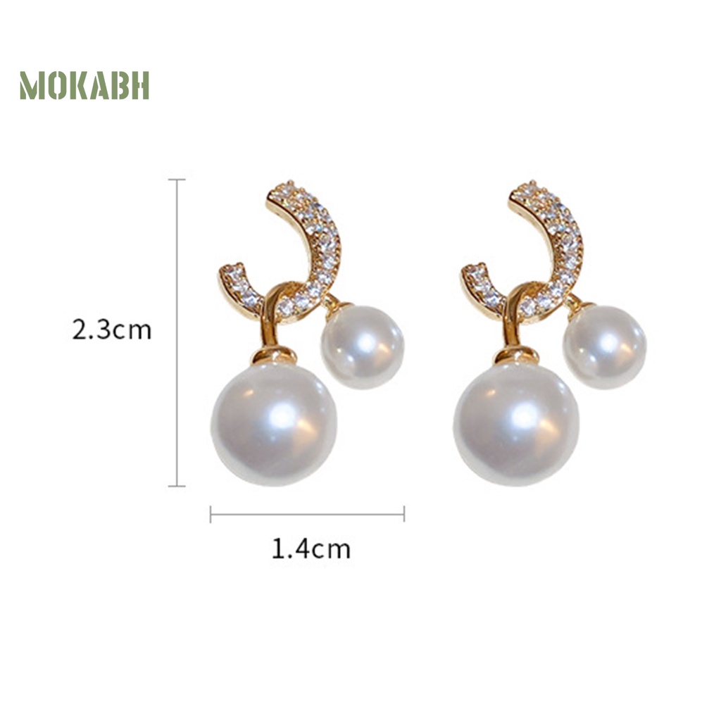 1 Đôi Bông Tai Xỏ Lỗ Đính Ngọc Trai Giả Thời Trang Dành Cho Nữ