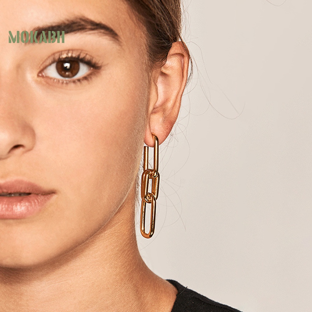 1 Đôi Bông Tai Hình Chữ Nhật Đính Đá Lấp Lánh Phong Cách Vintage