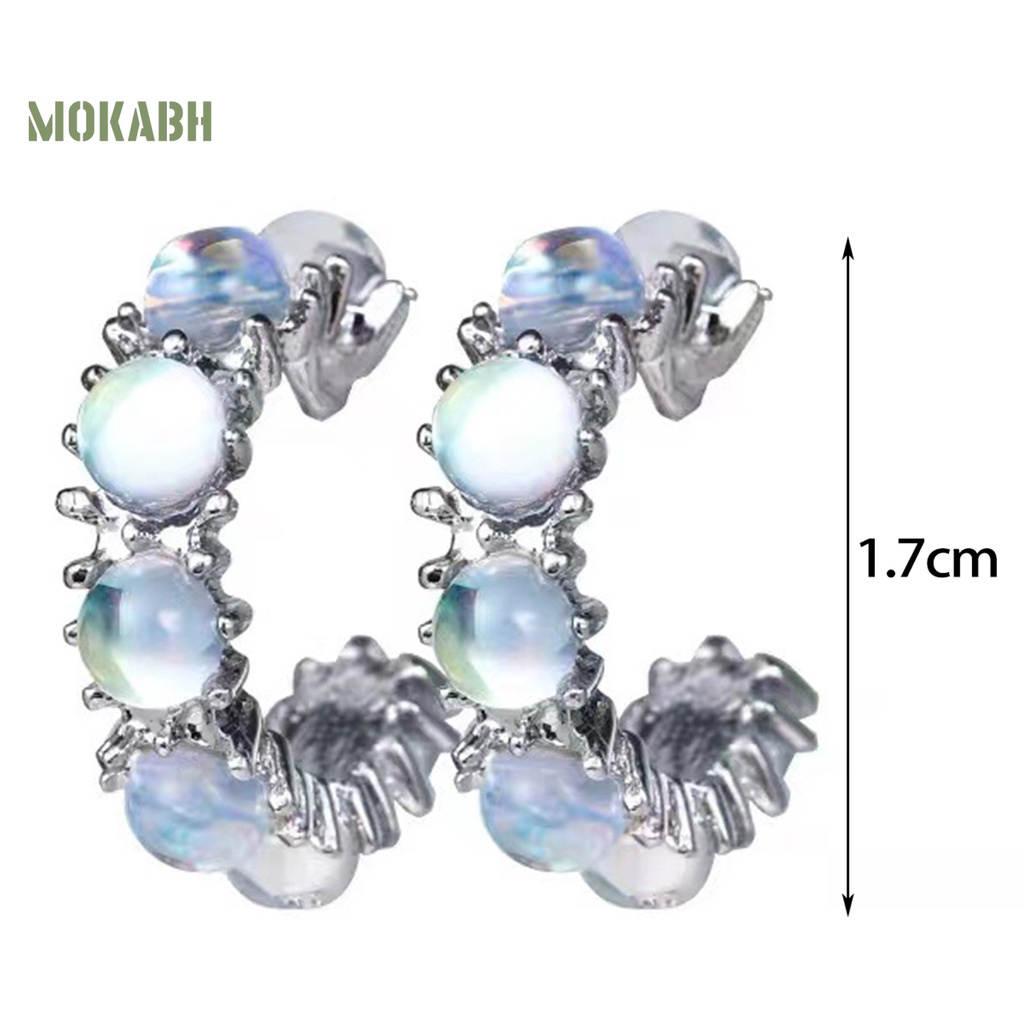 1 Đôi Bông Tai Đính Đá Mặt Trăng Thời Trang Dành Cho Nữ