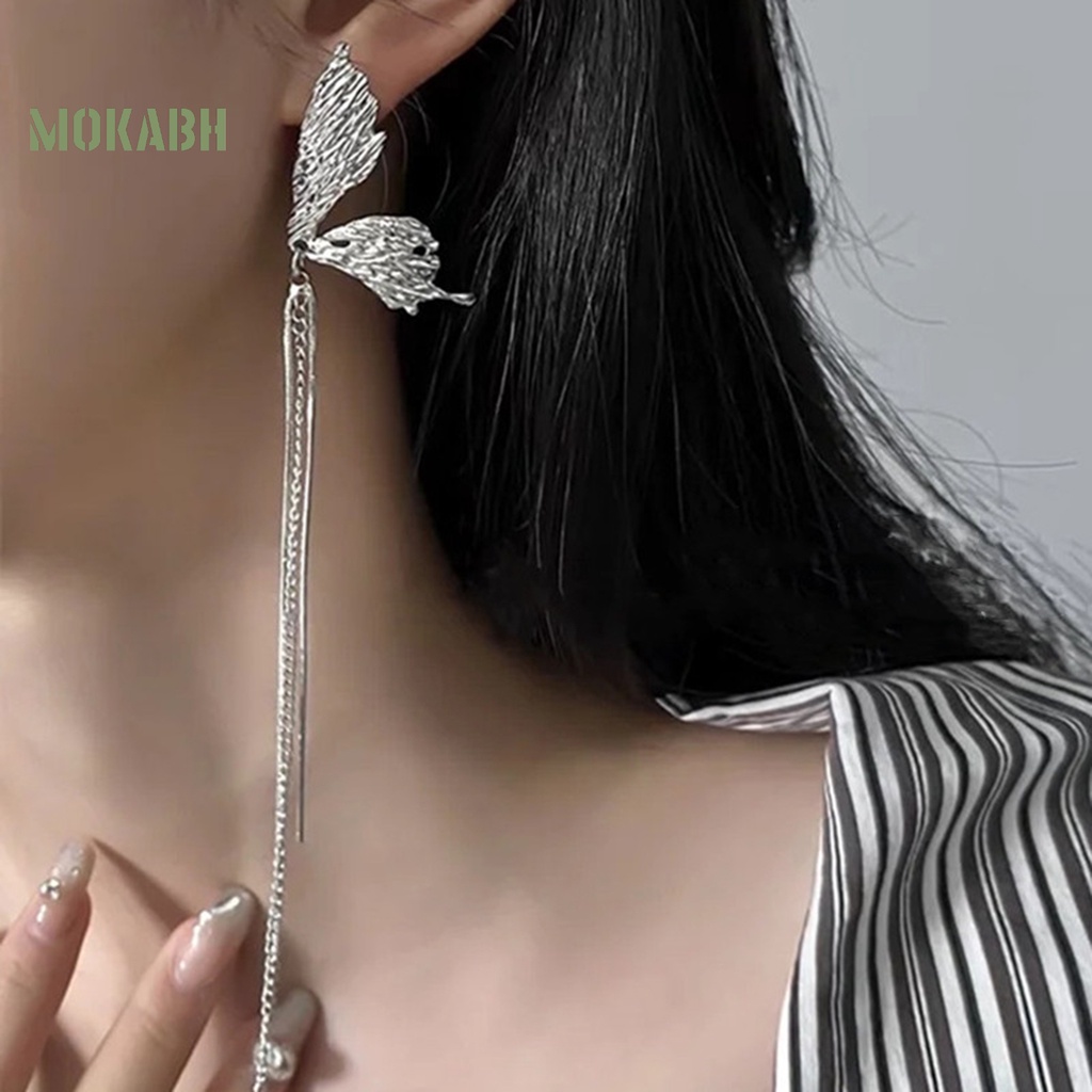 1 Đôi Bông Tai Dáng Dài Mạ Điện Đính Đá Thời Trang Công Sở