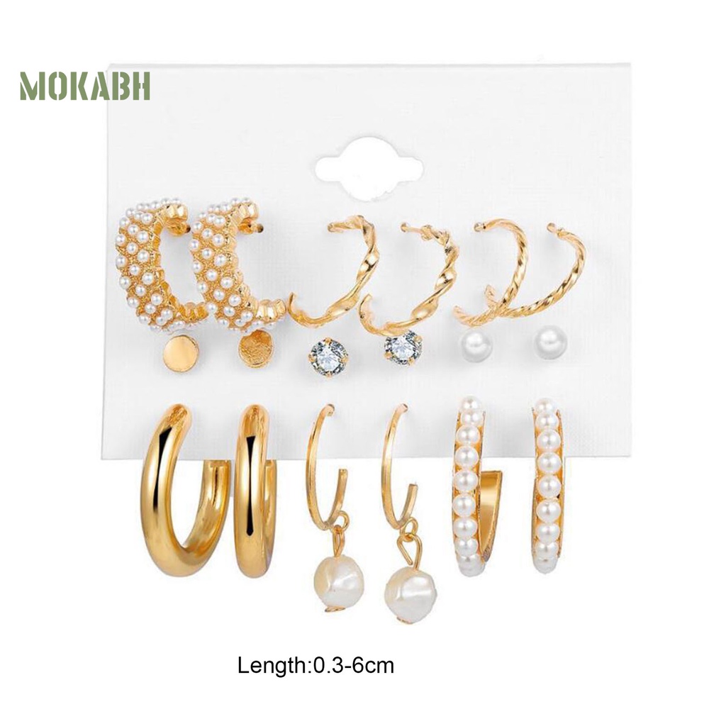 Set 9 Đôi Bông Tai Mạ Điện Đính Ngọc Trai Giả Thanh Lịch Cho Nữ