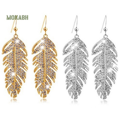 Bông Tai HợP Kim HìNh Lông Vũ ĐíNh Đá Phong CáCh Boho