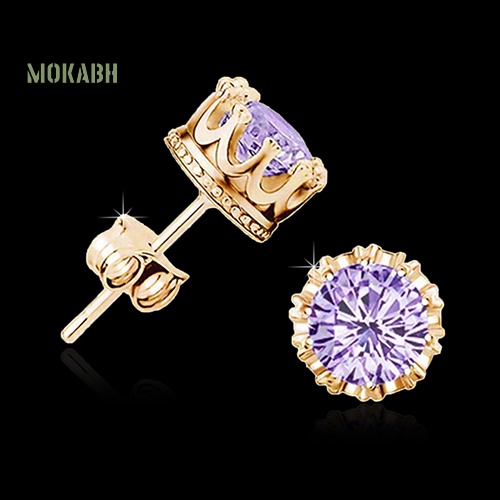 Bông Tai Mạ Bạc Hình Vương Miện Đính Đá Thanh Lịch Thời Trang Cho Nữ