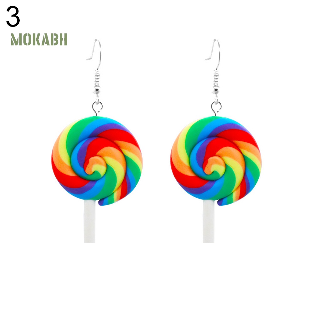 Bông Tai Hình Kẹo Mút Màu Sắc Cầu Vồng Xinh Xắn Thời Trang Cho Nữ