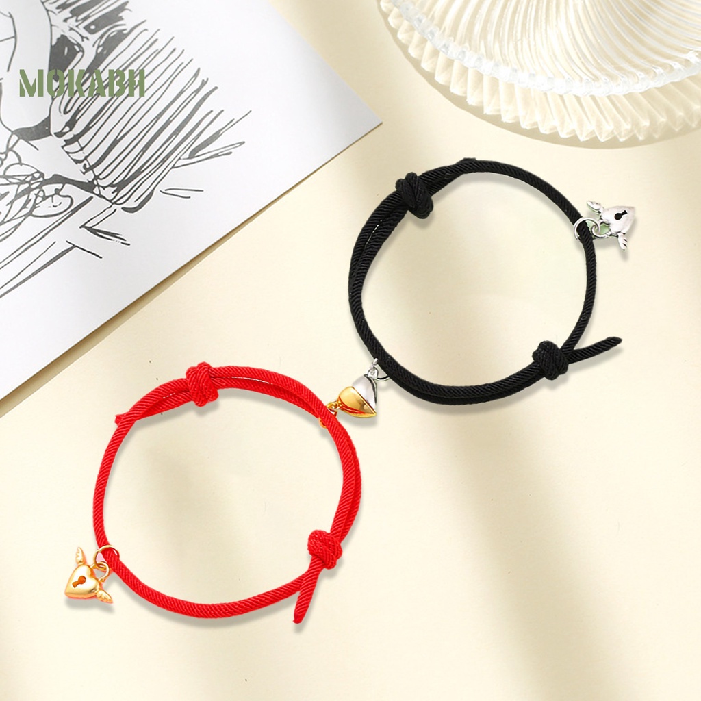 1 Cặp Dây Đeo Tay Bằng Nylon Mạ Điện Handmade Không Phai Màu Trang Trí Trái Tim Quyến Rũ