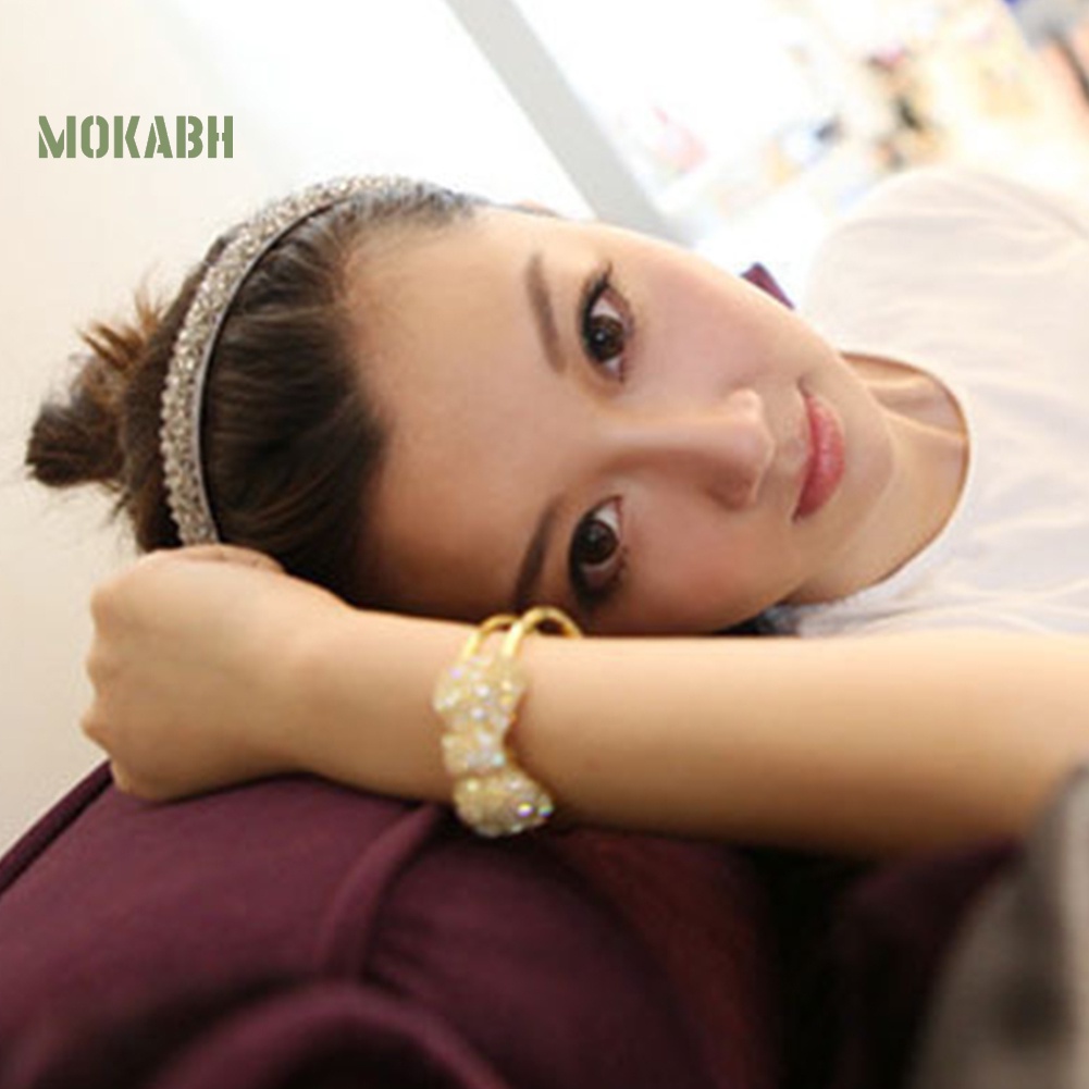 (Hot) Vòng Tay Mạ VàNg HìNh Nơ ĐíNh Đá Xinh XắN