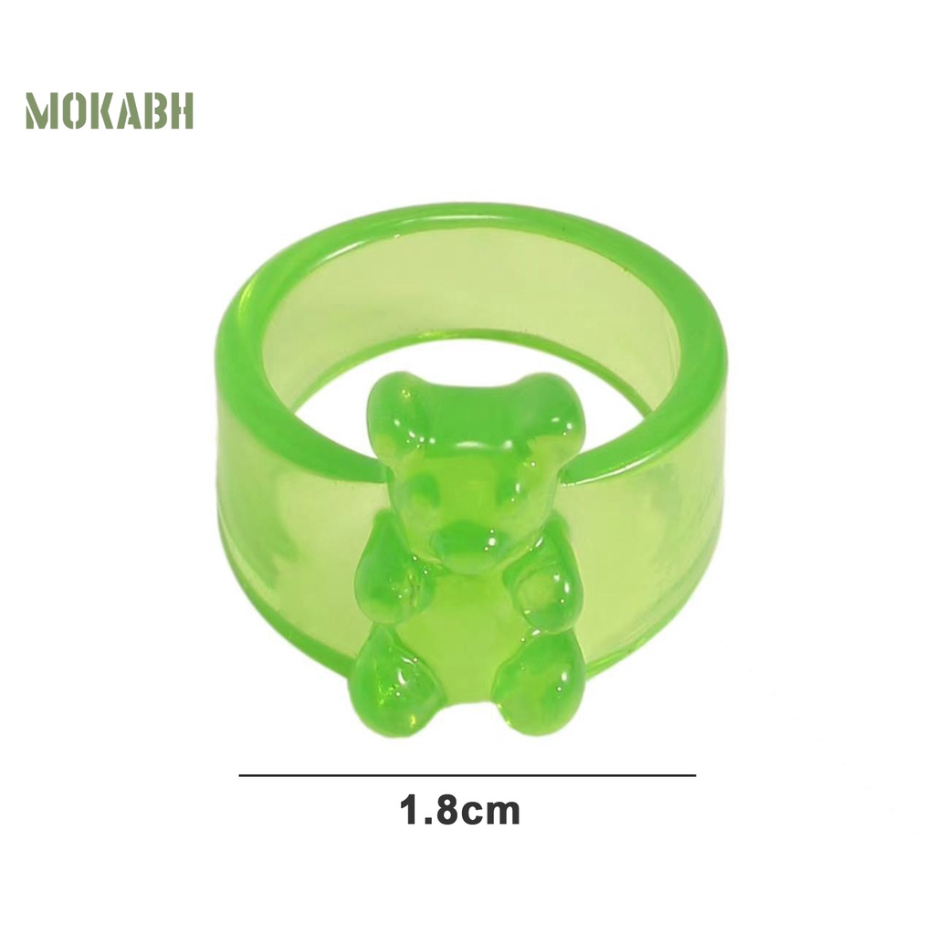 [Mới] Nhẫn Acrylic Trong Suốt Màu Kẹo Hình Gấu Nhỏ Phong Cách Hàn Quốc Cho Nữ