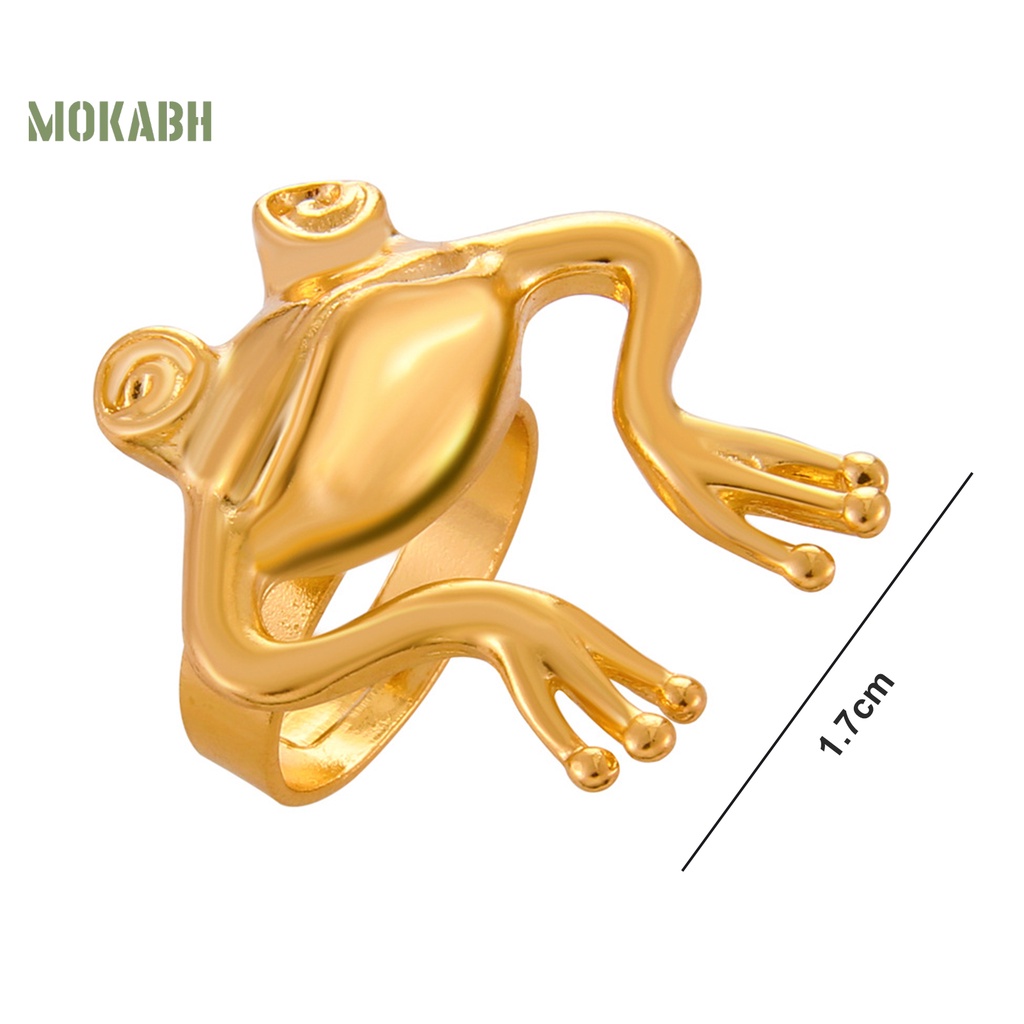 [Mới] Nhẫn Hở Mạ Điện Hình Ếch Đánh Bóng Mạ Điện Không Gây Dị Ứng Phong Cách Vintage Thời Trang