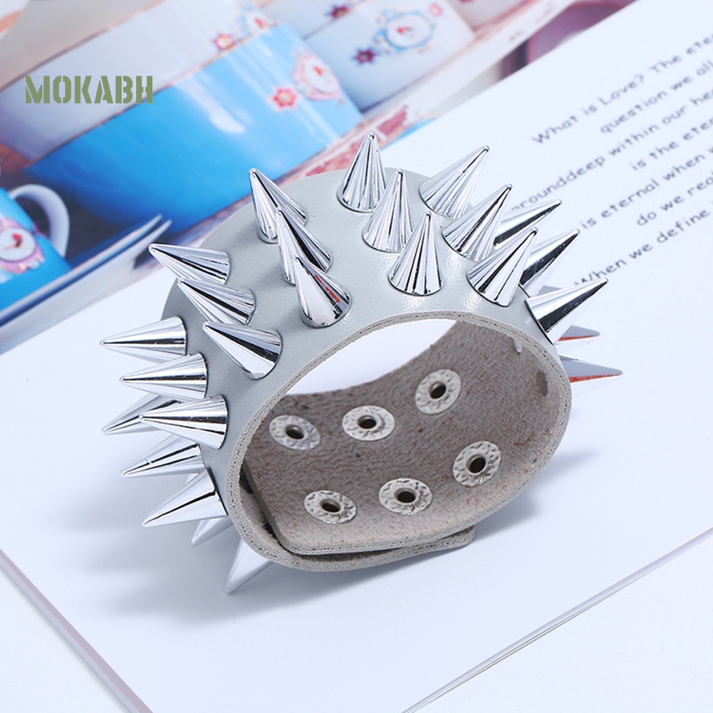 Vòng Tay Giả Da Nhiều Lớp Đính Gai Thời Trang Cho Nam Nữ