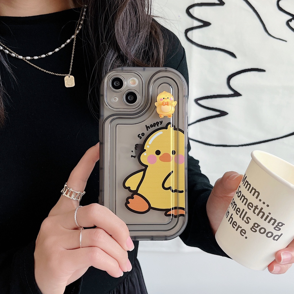 Ốp Điện Thoại TPU Dẻo Trong Suốt Họa Tiết Hoạt Hình Chú Vịt Vàng Dễ Thương Cho iPhone 14 Plus 13 12 11 Pro Max