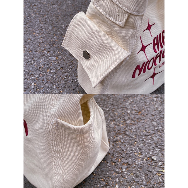 Túi Xách Canvas Thêu Họa Tiết Phong Cách Nhật Bản Cho Nữ