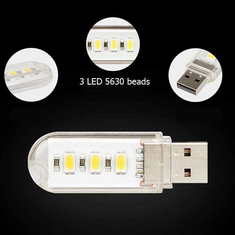 Đèn LED 3 Bóng Mini Có Cổng Sạc USB Dùng Khi Đi Cắm Trại
