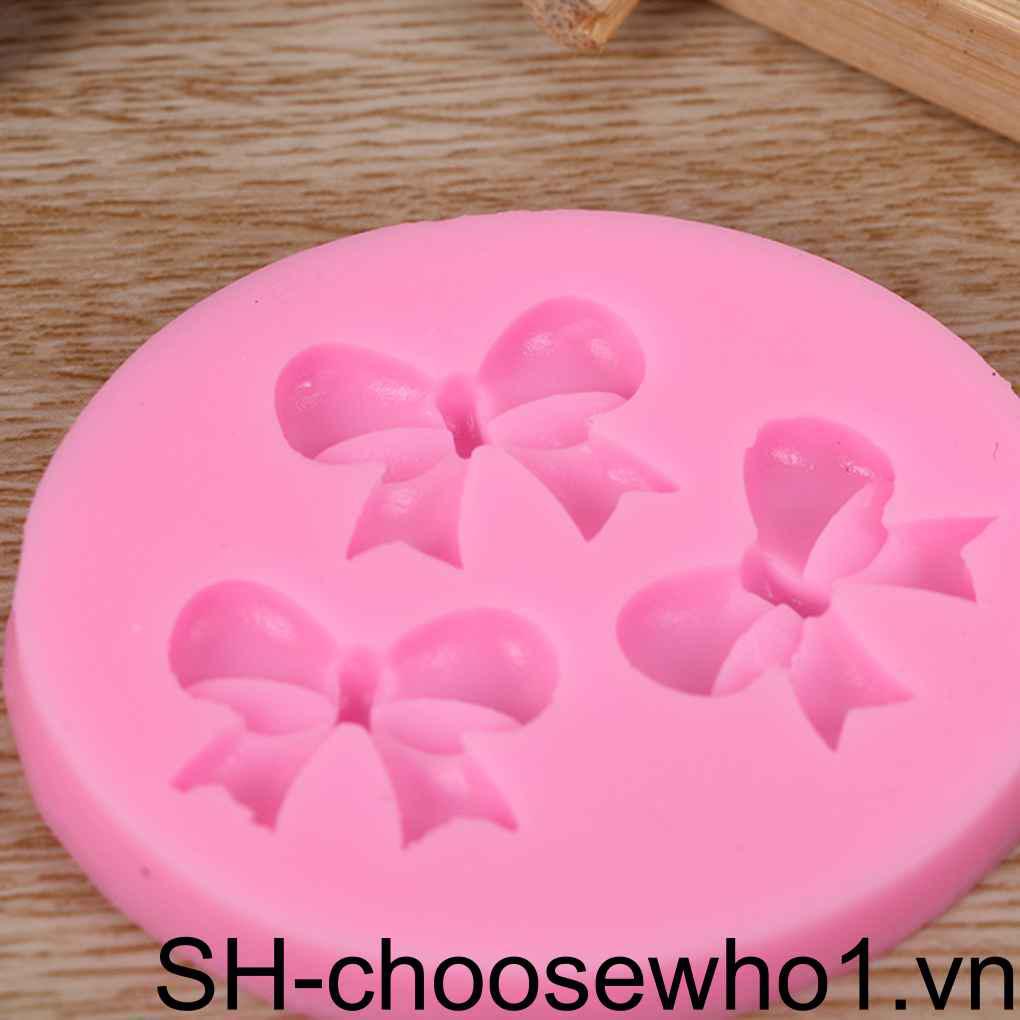 Khuôn Silicone 3 Ngăn Tạo Hình Nơ Trang Trí Bánh