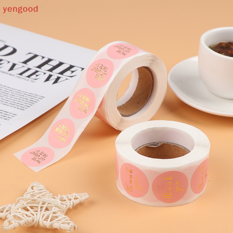 Bộ 500 Miếng Dán In Chữ Thank You Màu Hồng Dùng Trang Trí Sổ Tay