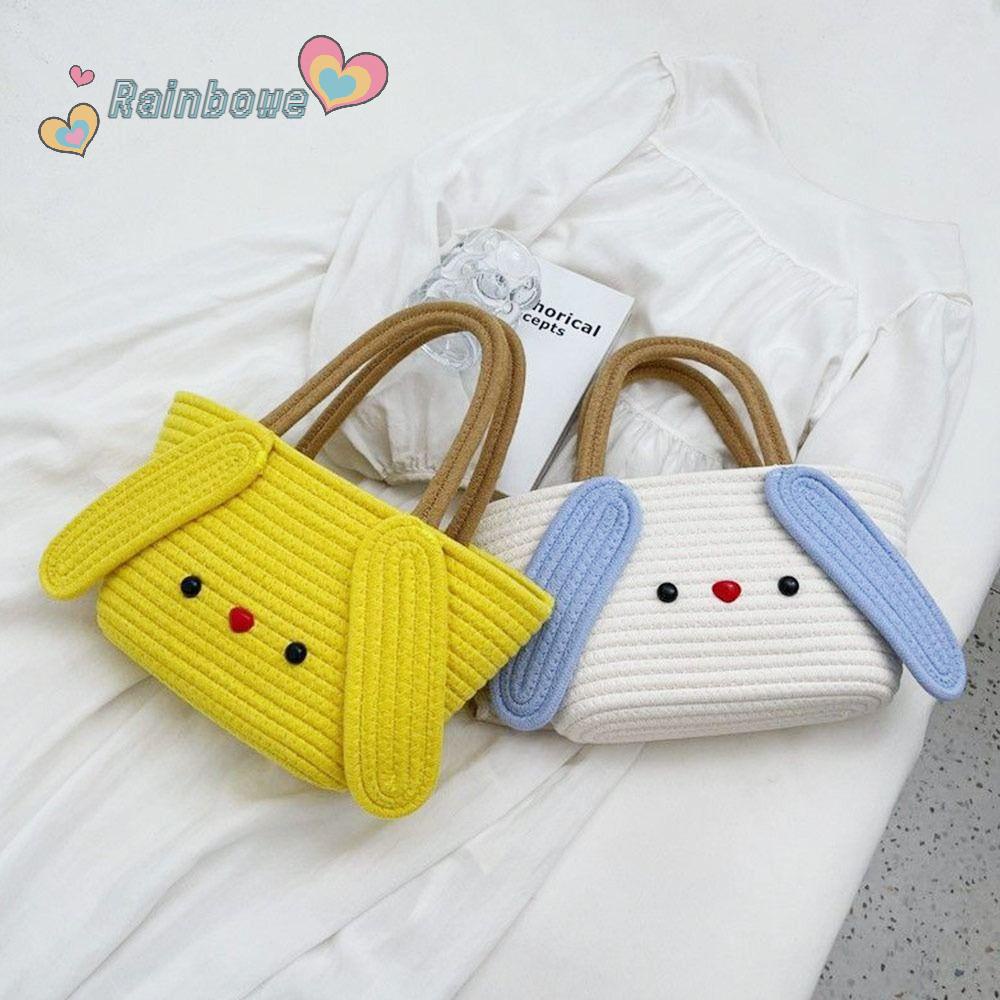 Túi Xách Du Lịch Dệt Màu Cầu Vồng Thời Trang Mùa Hè Dành Cho Nữ