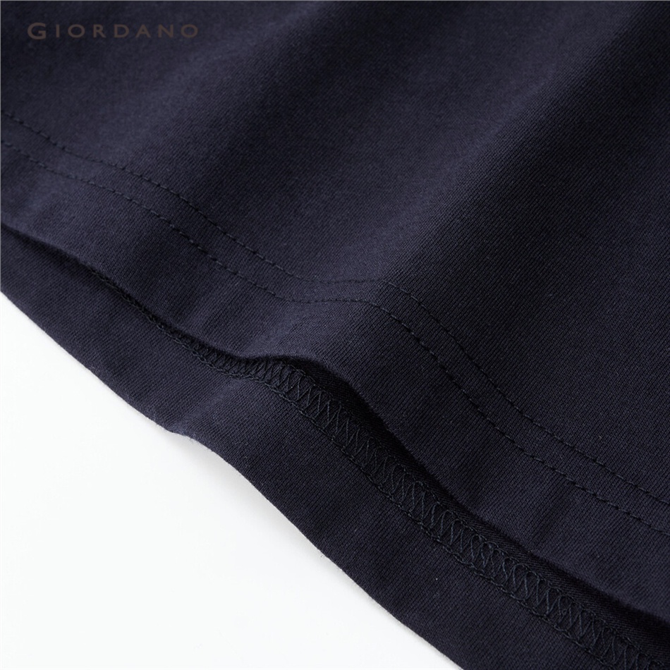 Áo thun cotton GIORDANO 13022882 cổ V tay dài màu trơn thoải mái trẻ trung thường ngày cho nam
