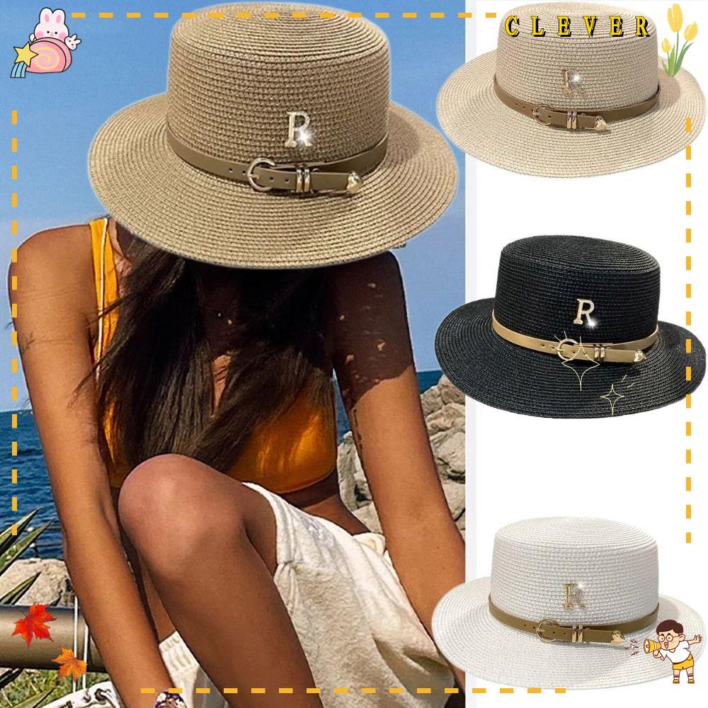 Nón Bucket Chất Liệu Rơm Họa Tiết Chữ Thời Trang Vintage Cho Nữ