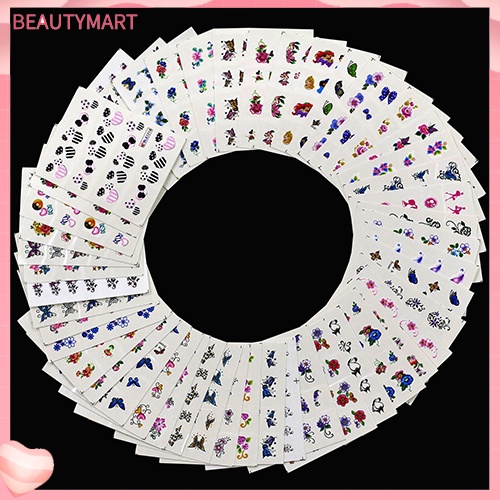 Set 50 Miếng Dán 3D Họa Tiết Hoa Chống Thấm Nước Dùng Trang Trí Móng Nghệ Thuật DIY