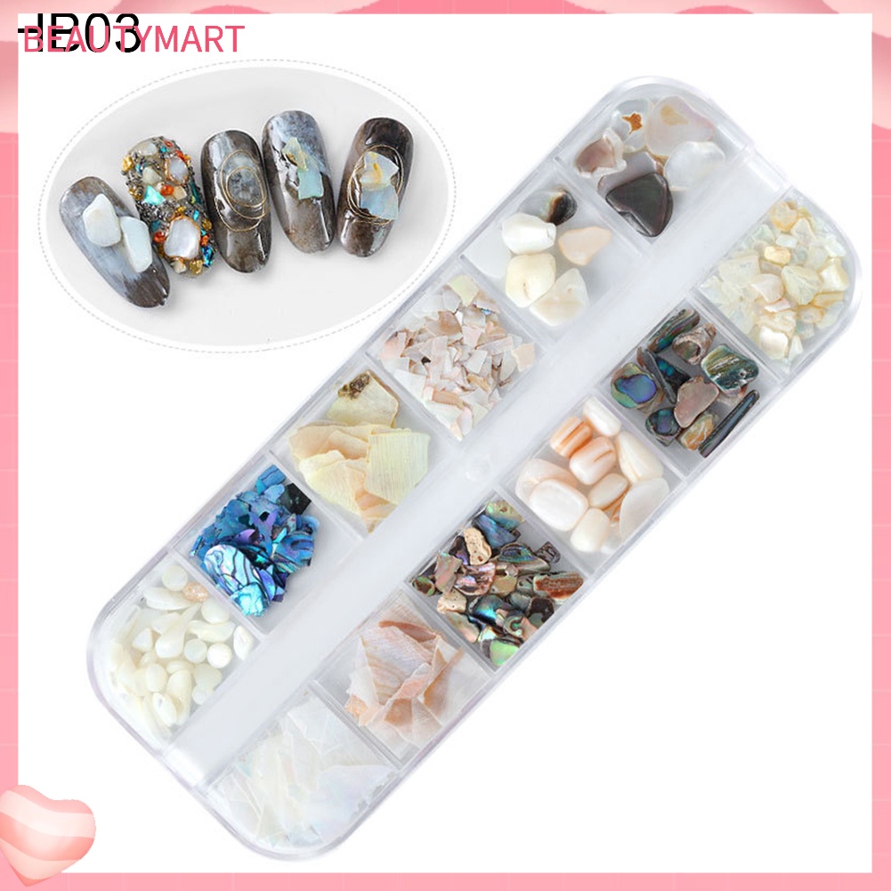 [beautymart] Bộ Phụ Kiện Trang Trí Móng Tay Nghệ Thuật 3D Kiểu Vỏ Sò Không Đều 12 Phong Cách