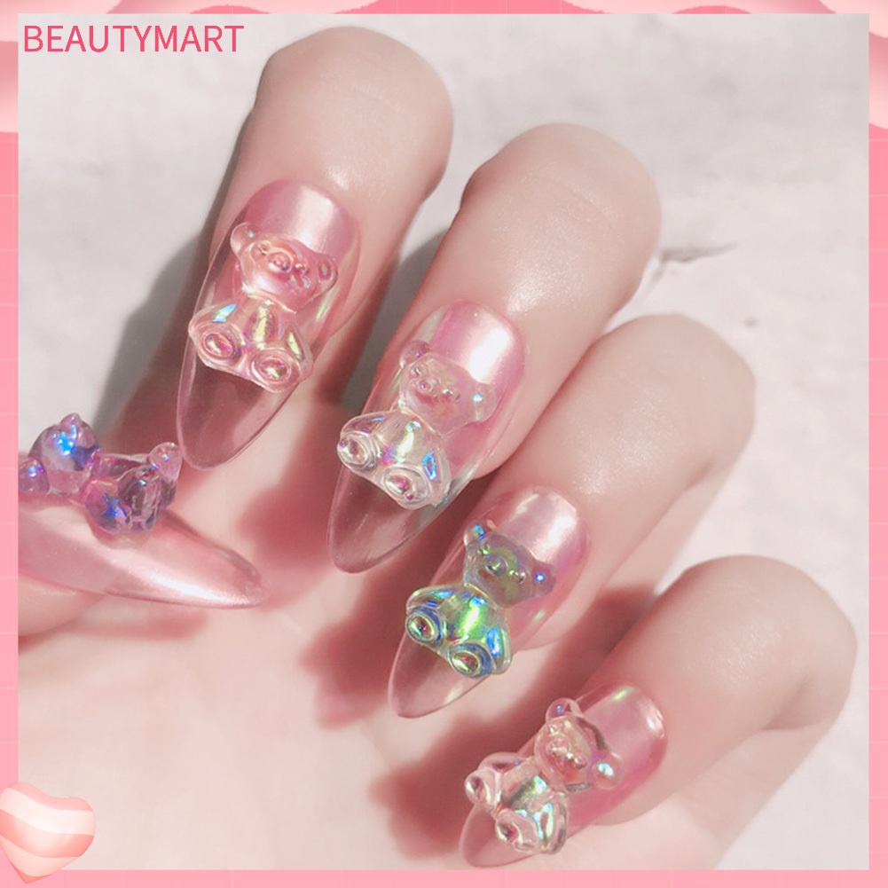 Set 12 Phụ Kiện Trang Trí Móng Tay Nghệ Thuật Hình Gấu 3D Dễ Thương DIY