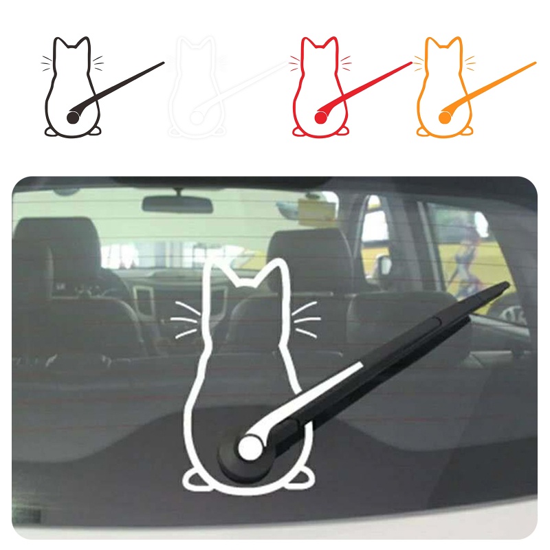 Sticker Dán Kính Chắn Gió Xe Hơi Hình Mèo Hoạt Hình