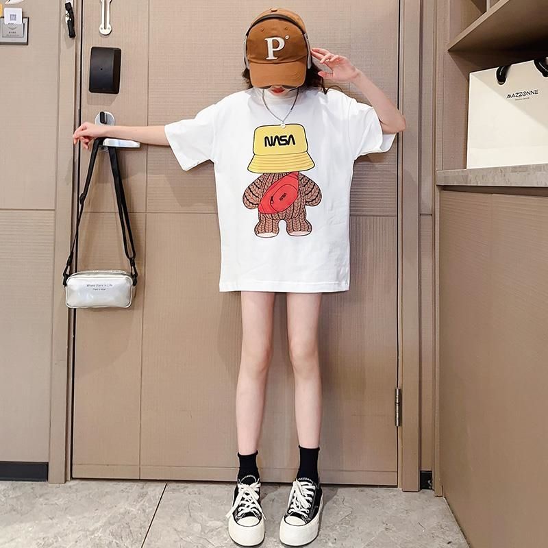 Áo Thun Tay Ngắn Dáng Rộng Thời Trang Mùa Hè Cho Bé Gái 3-5 - 8-10 - 12-13 Tuổi