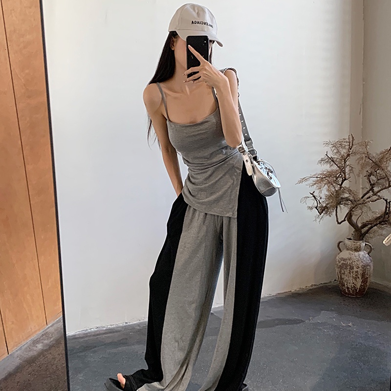 COZOK Set Áo Không Tay + Quần Dài Lưng Cao Thời Trang Retro Cho Nữ