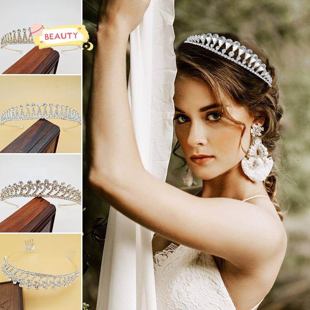 BEAUTY Vương Miện Cài Tóc Thiết Kế Đẹp Mắt Cho Cô Dâu