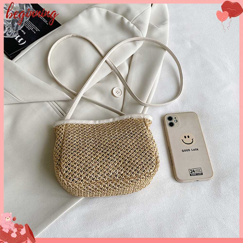 ✿ Bắt Đầu ✿ Túi Đeo Chéo Đan Cói Cỡ Lớn Thời Trang Mùa Hè 2023 Cho Nữ