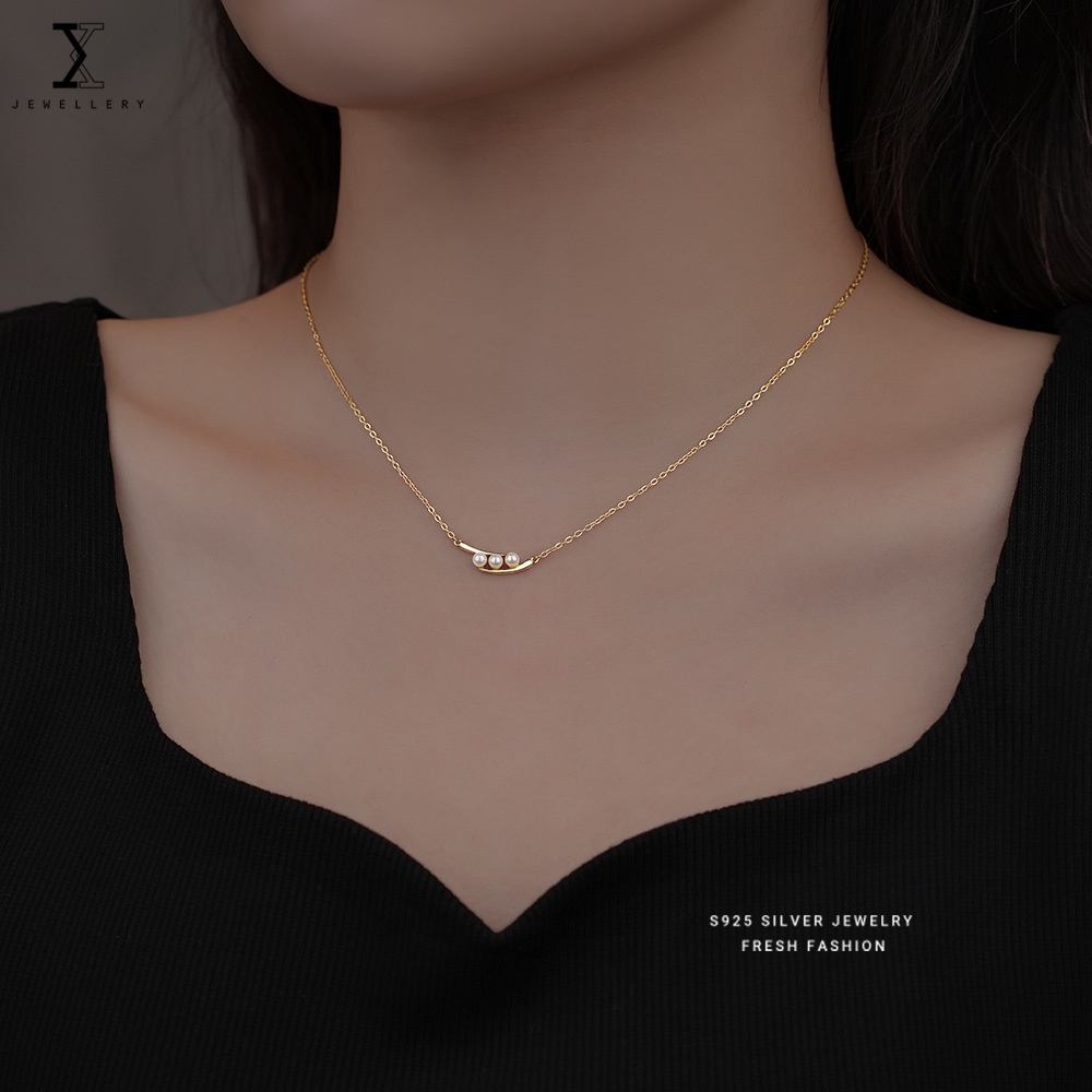 Dây Chuyền Bạc 100% S925 Đính Ngọc Trai Thời Trang Dành Cho Nữ