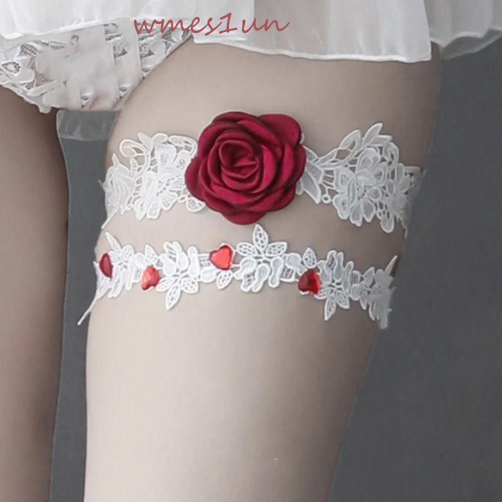 Đai Nịt Bít Tất Ren Hoa Hồng Co Giãn WMES15H Thanh Lịch Phụ Kiện Đám Cưới|Dây Đeo Vớ / Vớ Chân Thiết Kế Đơn Giản Tiện Dụng