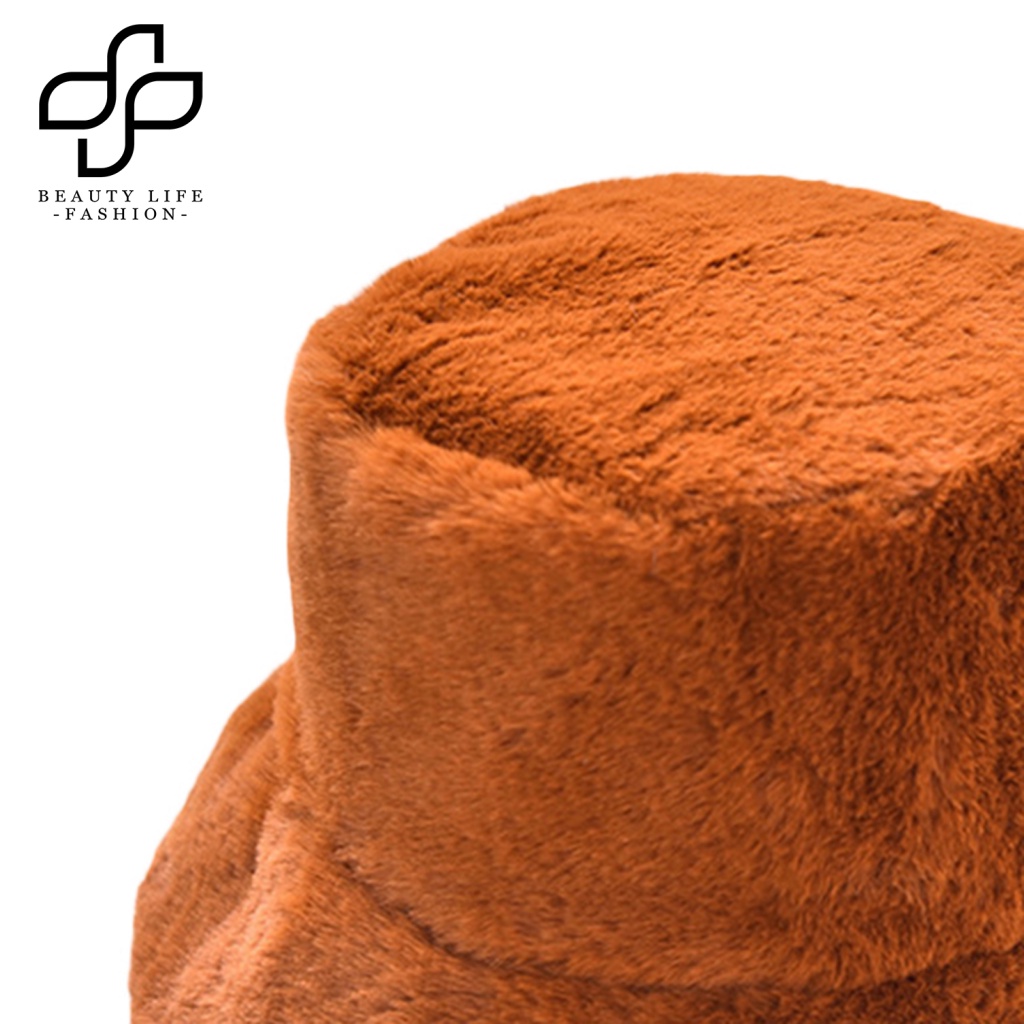 Nón Tai Bèo Rộng Vành Phối Lông Màu Trơn Giữ Ấm Mùa Đông Thời Trang Cho Nữ