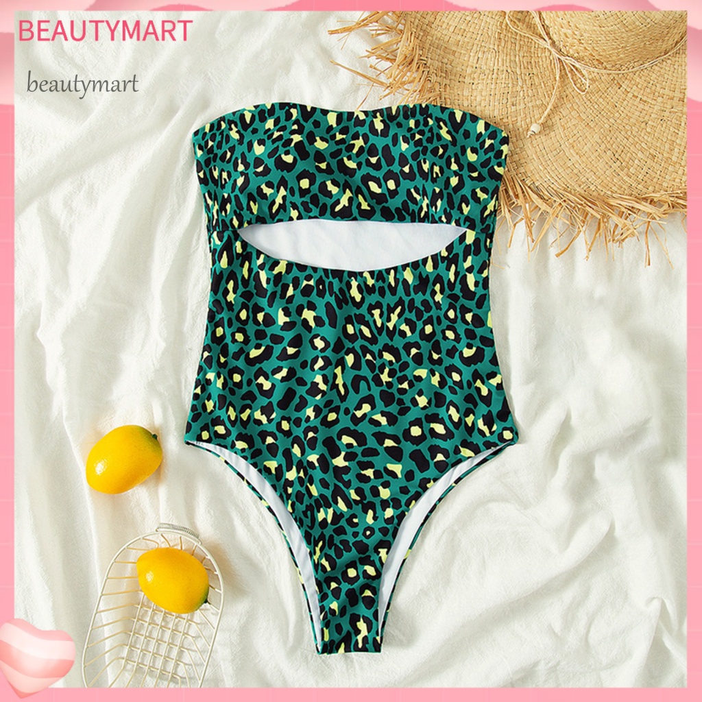 [beautymart] Bikini Không Dây Lưng Cao Họa Tiết Da Báo Cho Nữ