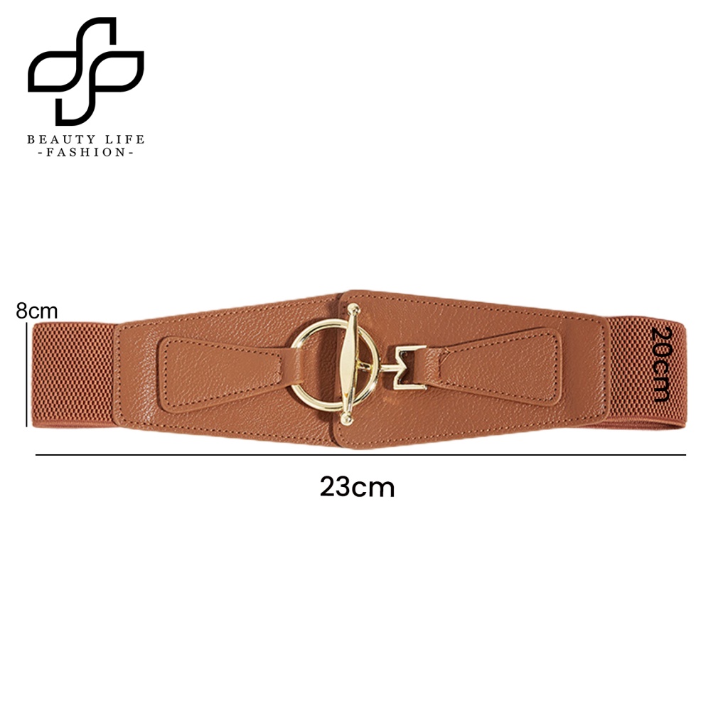 Thắt Lưng Giả Da Bản Rộng Co Giãn Tốt Màu Trơn Thời Trang Cho Nữ