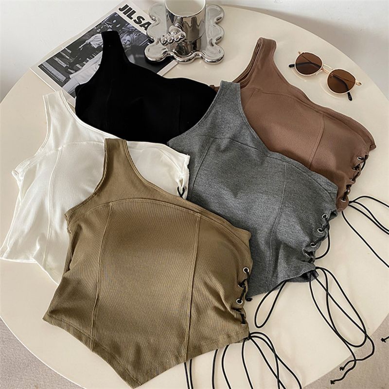 Áo Hai Dây Lệch Vai Có Mút Đệm Quyến Rũ Dành Cho Nữ