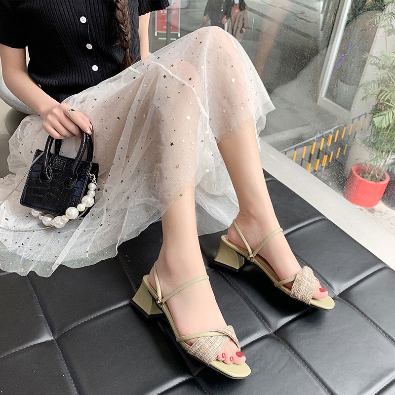 Xăng đan Cao Gót Hở Ngón Thoải Mái Màu Sắc Thanh Lịch Cho Nữ