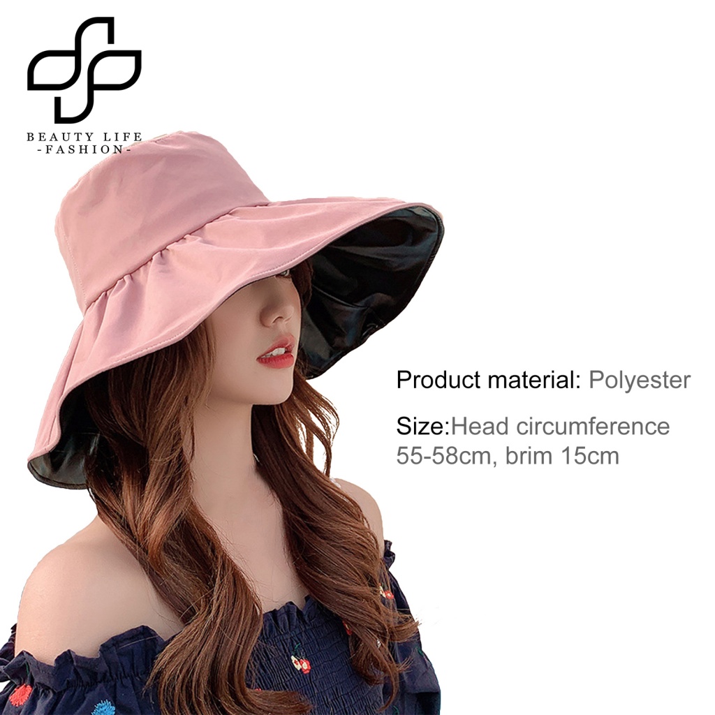 Nón Tai Bèo Màu Trơn Chống Tia UV Cách Nhiệt Có Thể Gập Lại Cho Nữ