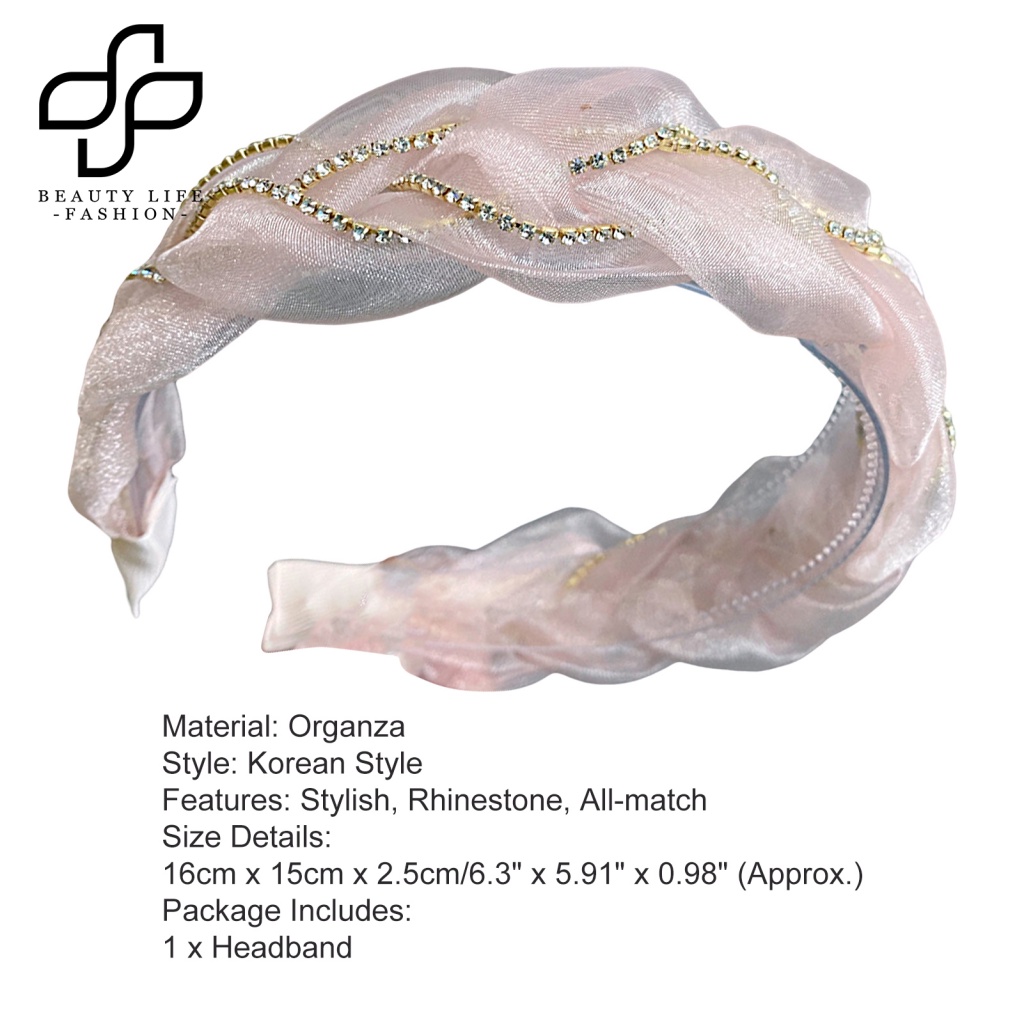 Băng Đô Cài Tóc Bằng Vải Organza Đính Đá Bắt Mắt