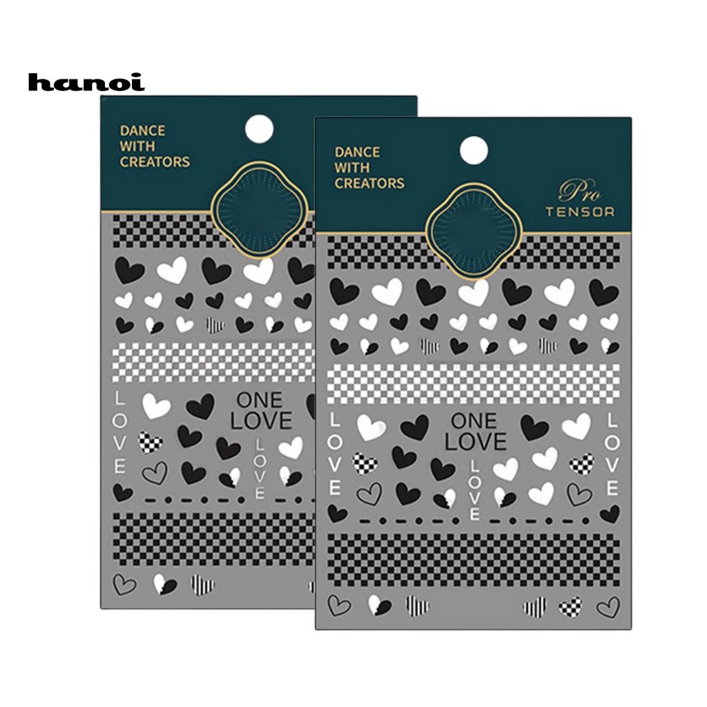 Miếng Dán Trang Trí Móng Tay Tự Dính Không Phai Họa Tiết Trái Tim Lãng Mạn