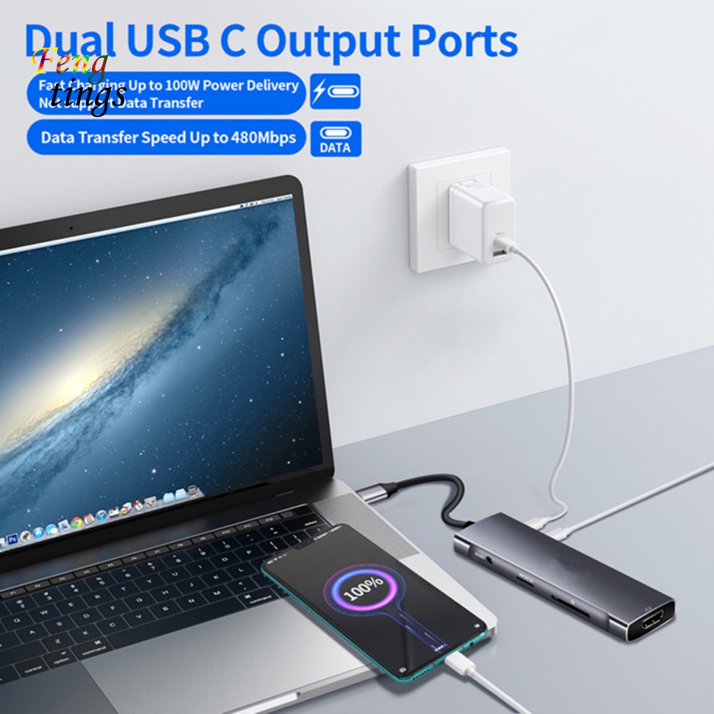 Đế Chia Cổng Type-C Sang HDMI 4K USB3.0 9 Trong 1 Chất Lượng Cao