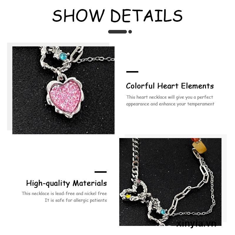 Vòng cổ Xương Cá Hình Trái Tim Nhiều Màu Sắc Phong Cách Ins Cổ Điển Thời Trang Cho Nam Và Nữ