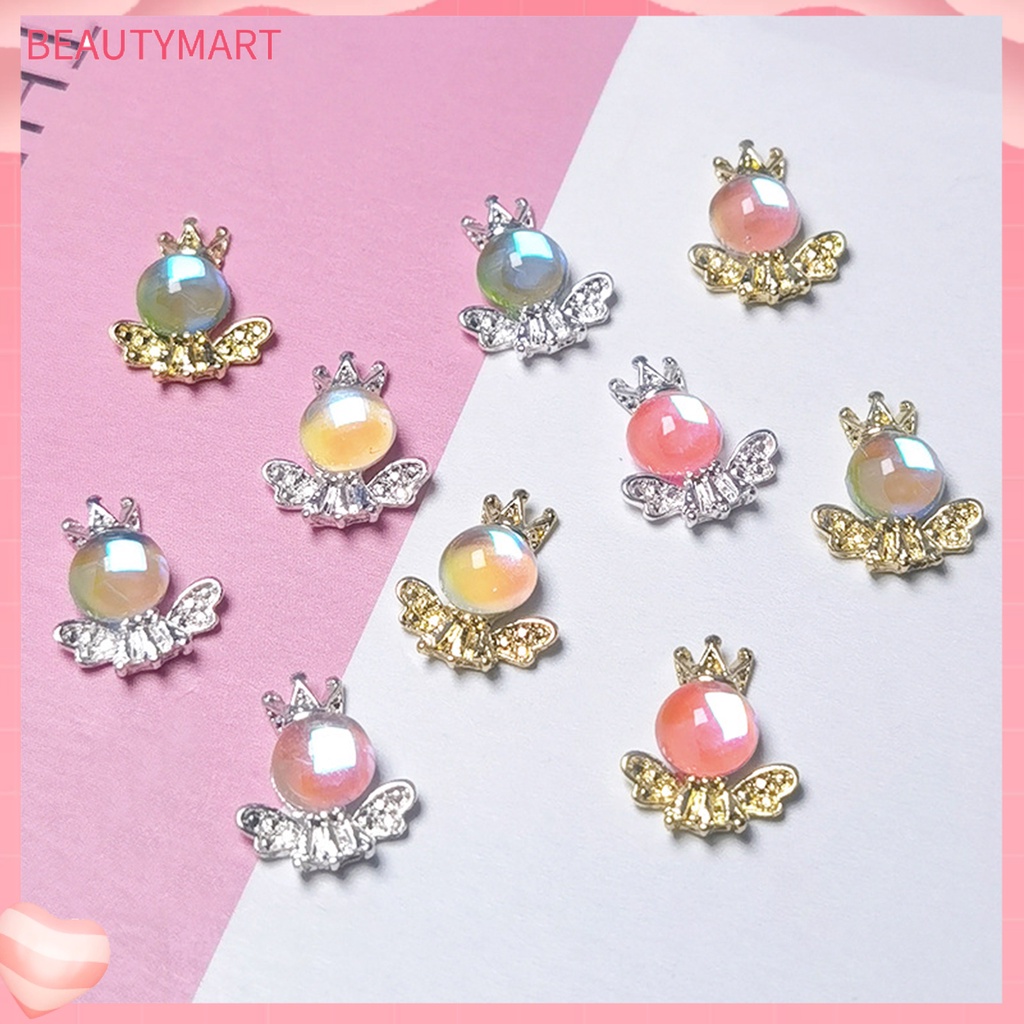 Set 10 Phụ Kiện Trang Trí Móng Tay Hình Vương Miện Bằng Hợp Kim DIY