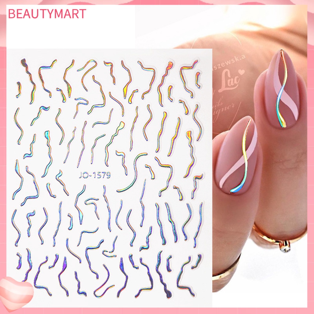 Miếng Dán Móng Tay Tự Dính Chống Nước Họa Tiết Hoa Bướm Trái Tim Xinh Xắn