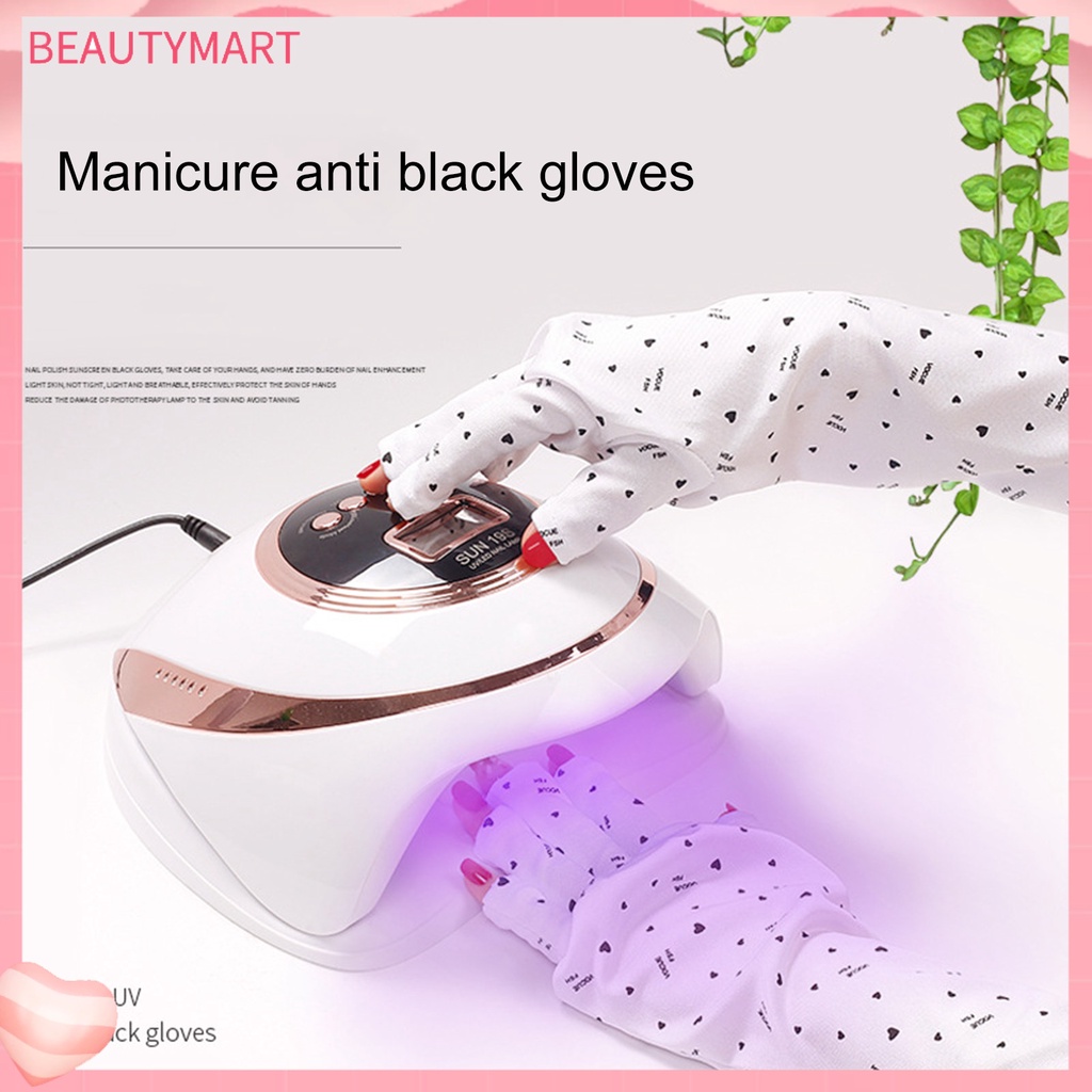 1 Đôi Găng Tay Sợi Polyester Siêu Mềm Thoáng Khí Chống Tia UV Bảo Vệ Ngón Tay Không Xơ Vải Chuyên Dụng Cho Salon Làm Móng