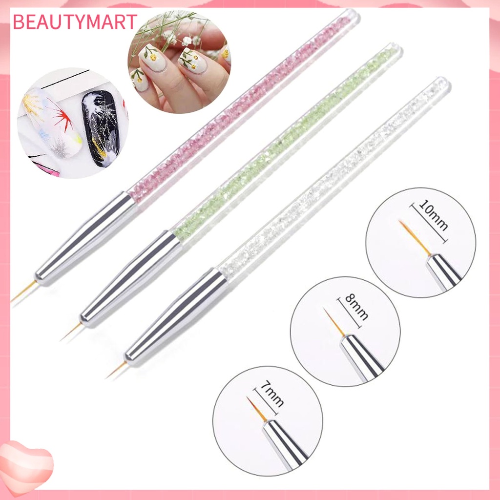Set 3 Bút Vẽ Móng Nghệ Thuật Bằng Nhựa Siêu Nhẹ Đa Năng Màu Sắc Sống Động