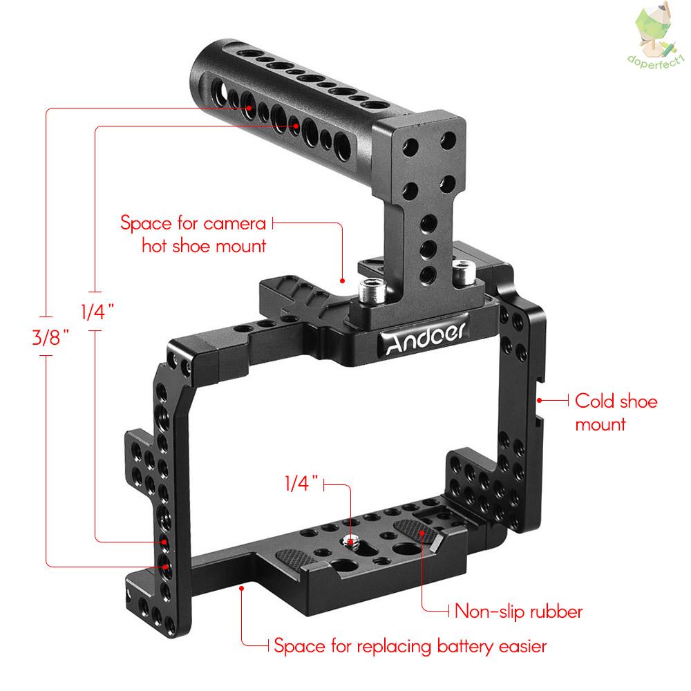 Andoer Protective Video Camera Cage Stabilizer Protector w/ Top Handle for  A7II A7RII A7SII  ILDC Mirrorless Camcorder   Came-6.5
