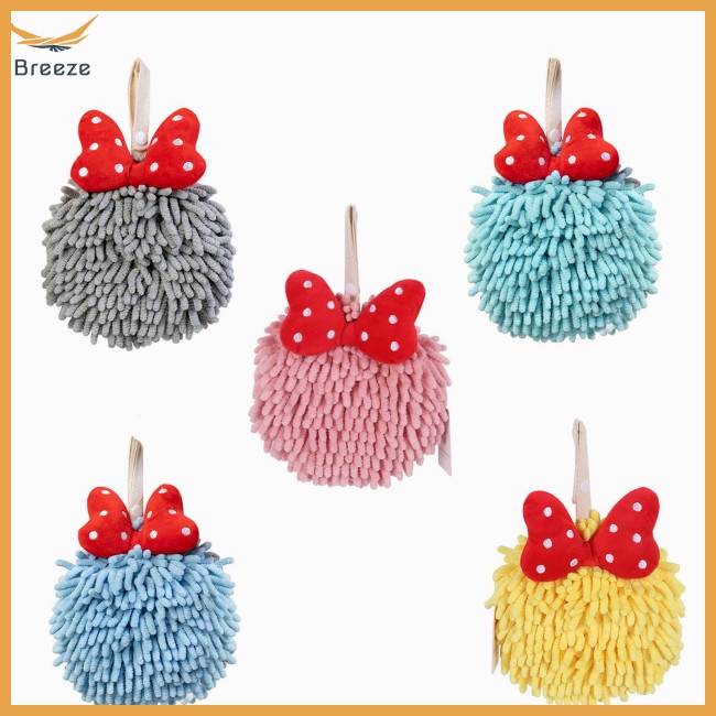 Set 5 Khăn Lau Tay Bằng Vải Chenille Có Dây Treo Hoạt Hình Dễ Thương Cho Nhà Bếp Nhà Tắm