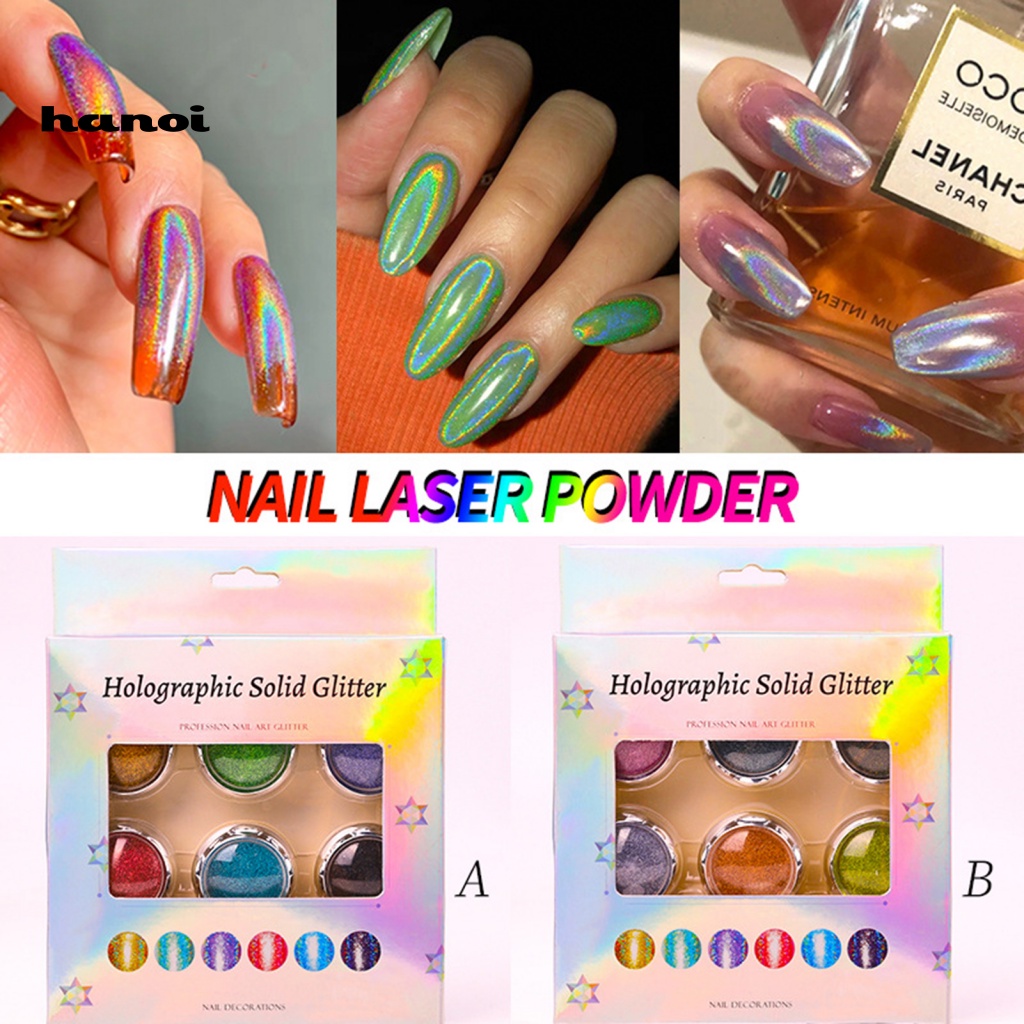 Set 6 Hộp Bột Tráng Gương Mạ Điện Dùng Để Trang Trí Móng Nghệ Thuật